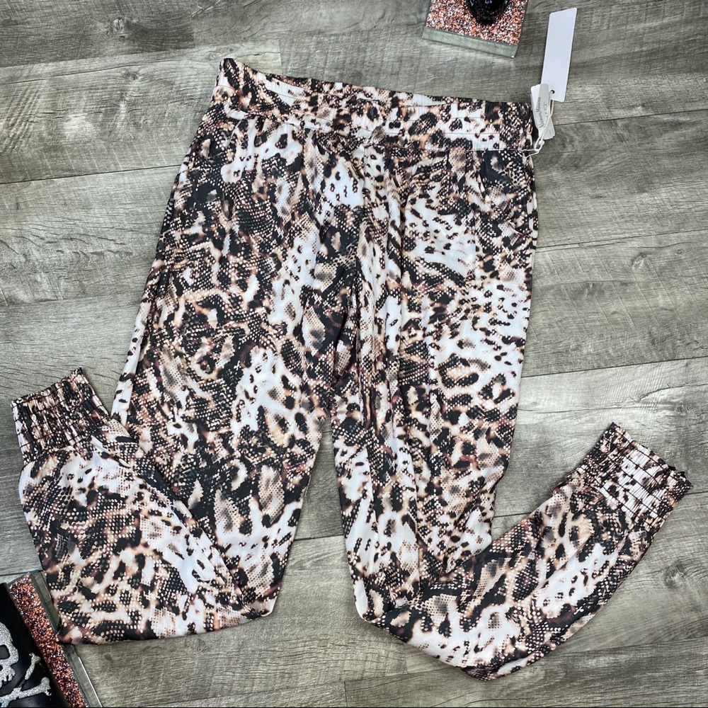 4for75 Sam & lavi cheetah print silky skinny pants